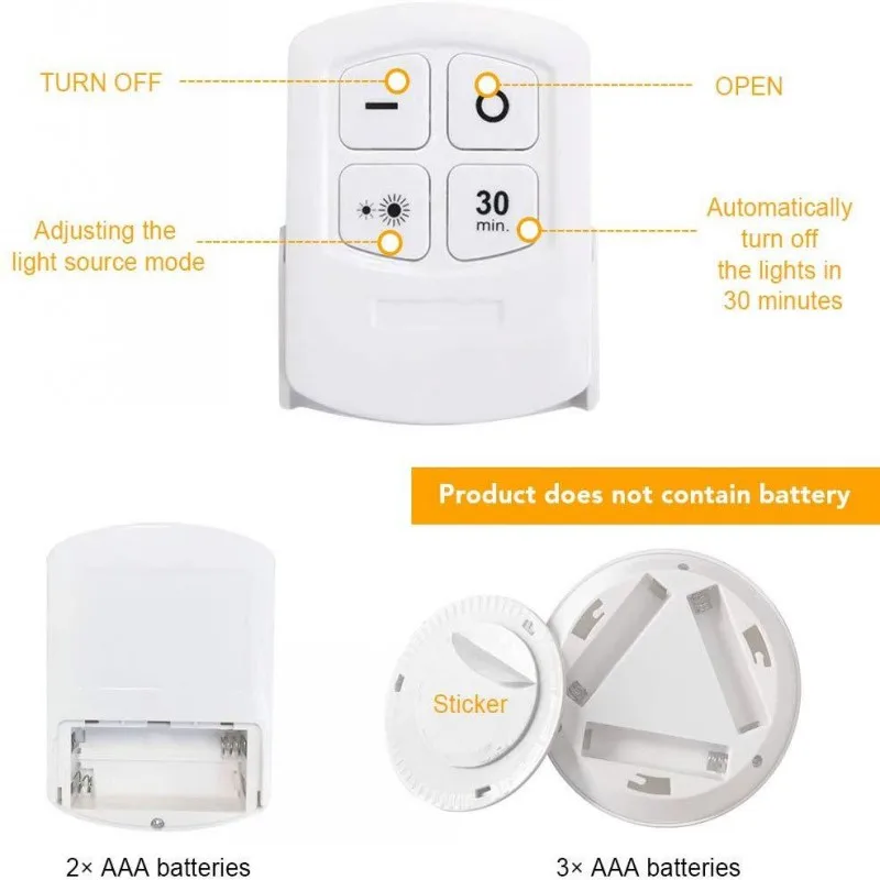 Imagem -05 - Controle Remoto sem Fio Led sob a Luz do Armário Cob Brilhante Dimmable Wardrobe Night Lamp Armário do Quarto de Casa e Cozinha 3w