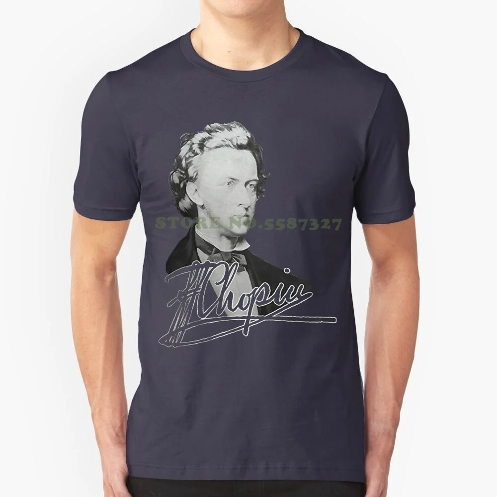 T Shirt Fashiont Shirt Free Shipping Men Cotton Novelty Music Theme Chopin Autograph Print T Shirt