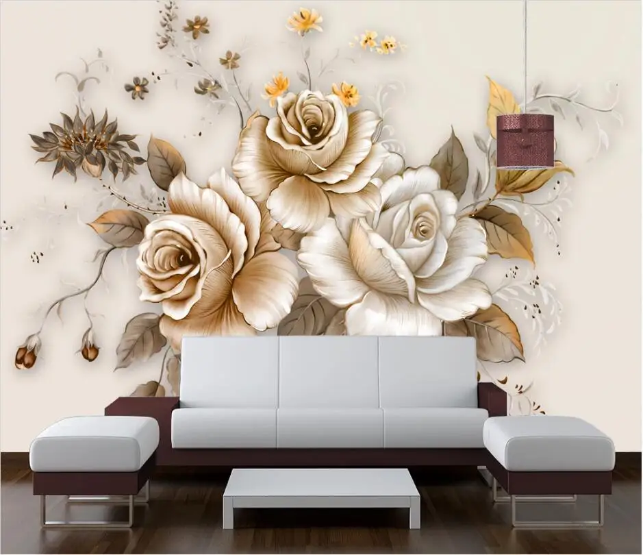 

Bacal Customized 3D wallpaper mural plain and elegant meticulous brushwork peony flower wall new Chinese traditional painting