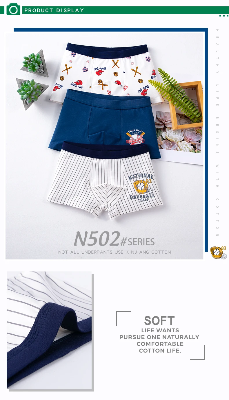 3Pcs Hohe Qualität Jungen Unterwäsche Cartoon Bären Shorts Weiche Baumwolle Unterhose Kinder Teenager Gestreiften Höschen Für Kinder 4-15Y – Detail 14