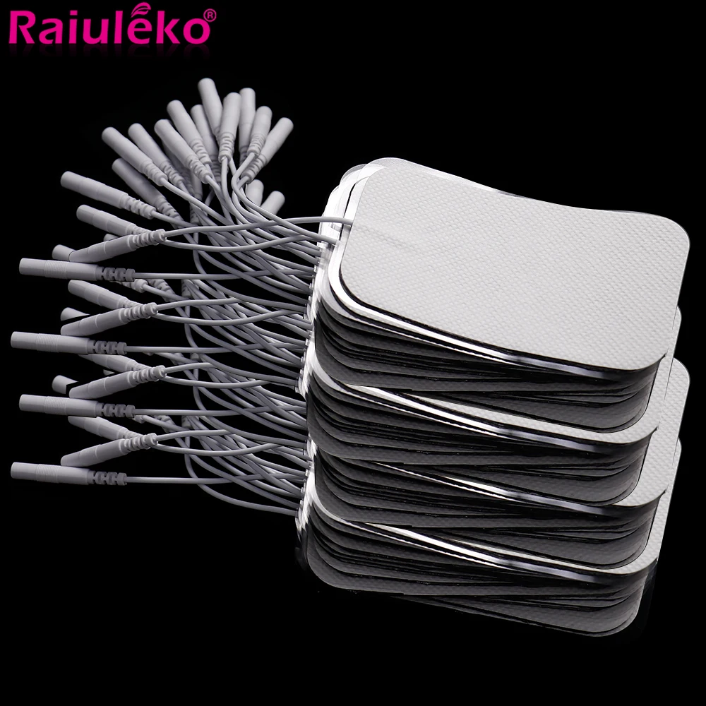 100/20 sztuk 5x9CM stymulator nerwów żel silikonowy elektrody dziesiątki elektrod cyfrowa maszyna do terapii naklejka do masażu 2mm wtyczka