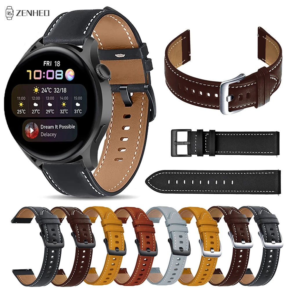 

22mm Leather Watchband Strap For Huawei Watch 3 GT2 Pro GT 3/2 46mm Smart Watch Band