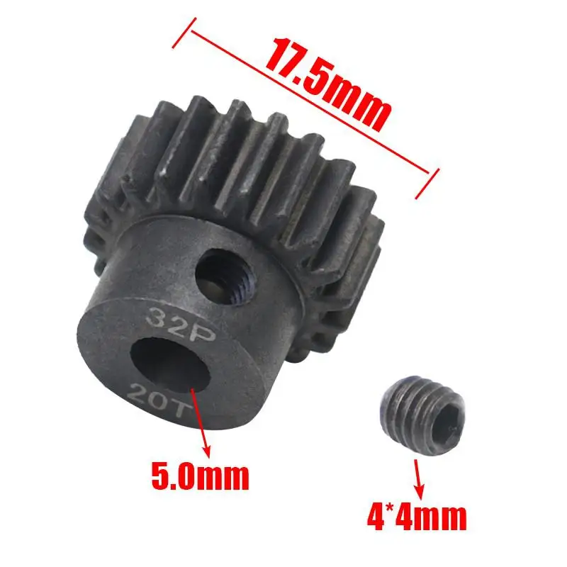 AJRC 32P M0.8 5mm 13T 14T 15T 16T 17T 18T 19T 20T 21T Zwart staal metalen Rondsel Motor Gear Voor 1/10 slash TRX4 Rc Model Auto Motor
