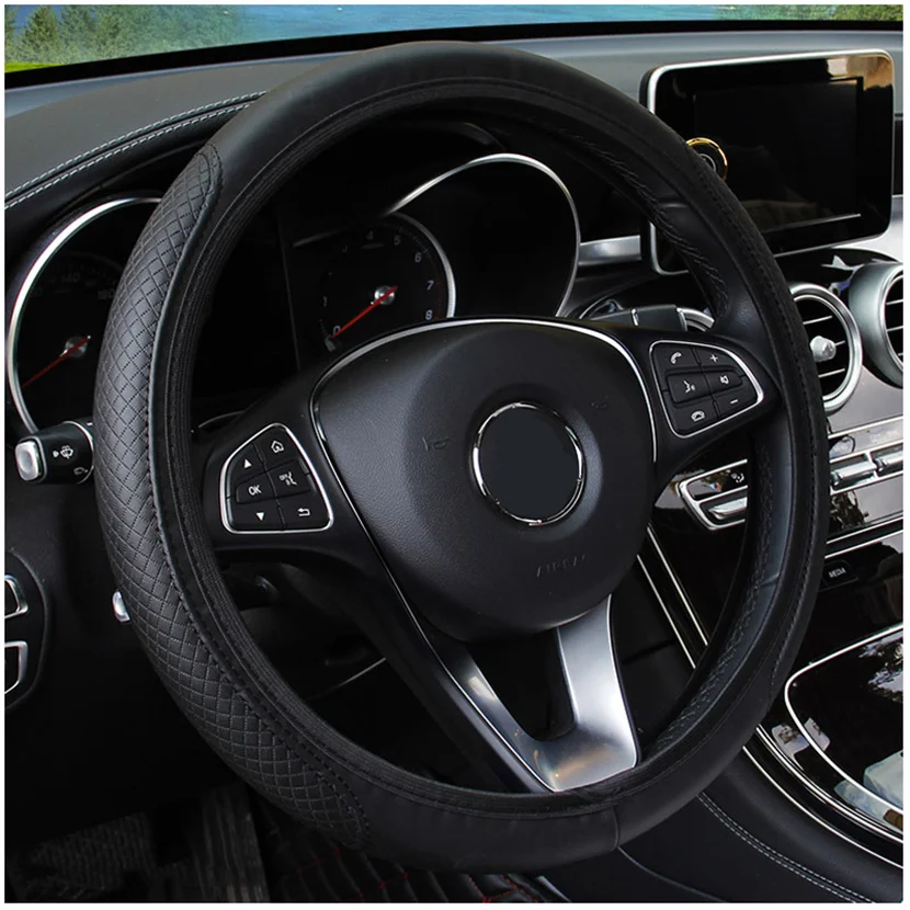 leather Car Steering Wheel Cover For Hyundai I20 I30 I40 Kona Solaris IX35 I10 IX25 Accent Santa fe Tucson 2020 Auto Accessories