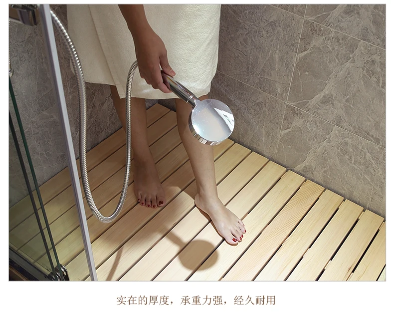 custom bathroom wood floor shower room non-slip wood floor mat anti-corrosion wood pedal water pad bath wooden mat