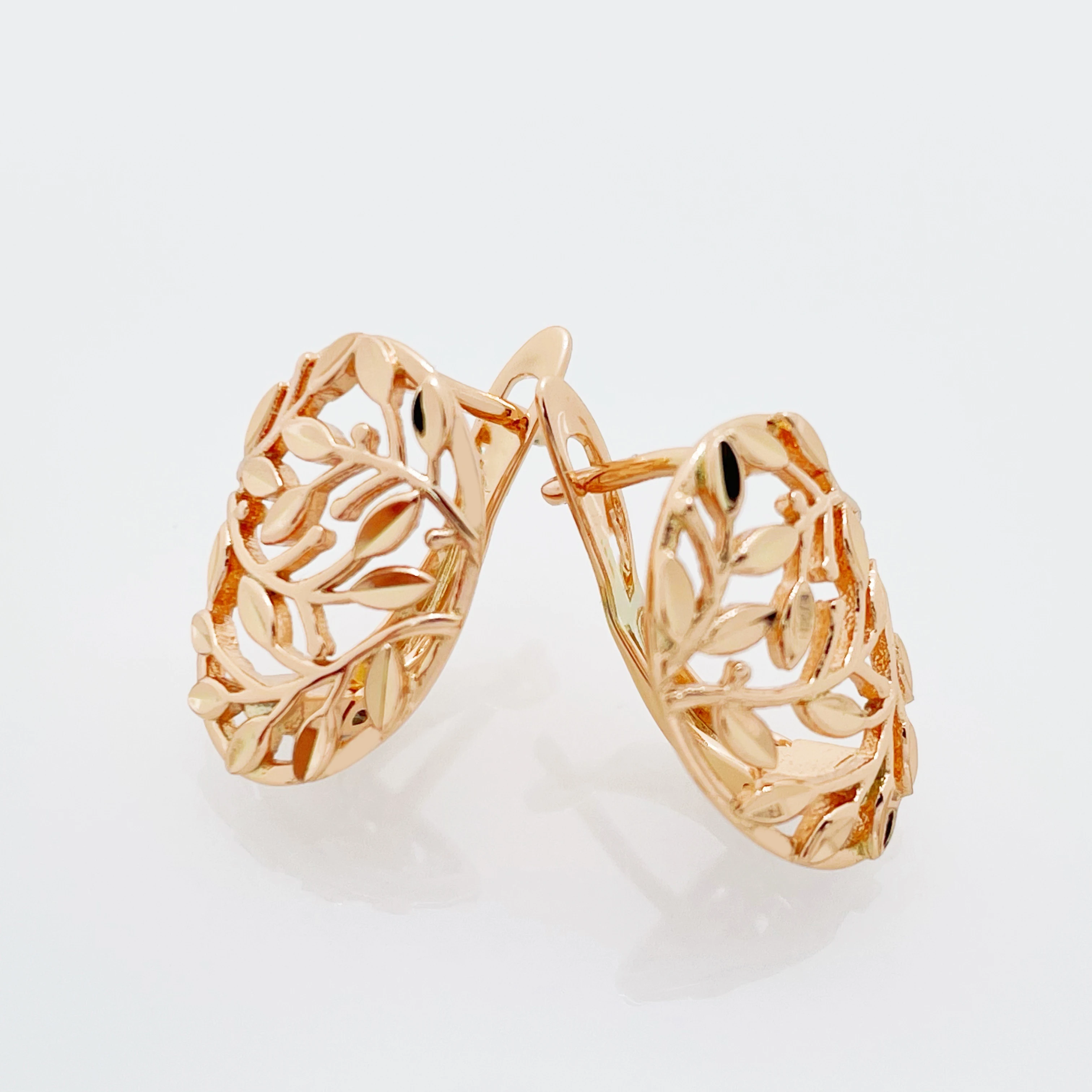 New Hollow Leaf Vintage Classic 585 Rose Gold Drop Earrings Women Simple Fashion Jewelry