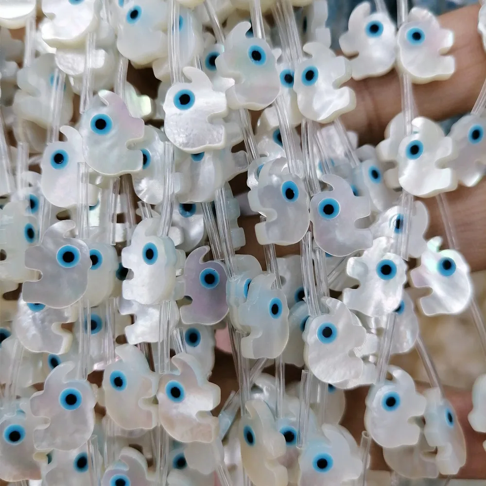 10PCS 9x12MM Natural Mother of Pearl Shell Beads Elephant Shape Evils Eye Shell Beads For Making Diy Necklace Earrings Jewelry