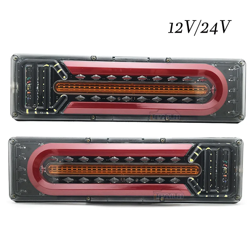 12V/24V Waterproof Car Truck LED Rear TailLight Warning Lights Rear Lamp Flow Steering brake reversing traffic fog lamp.