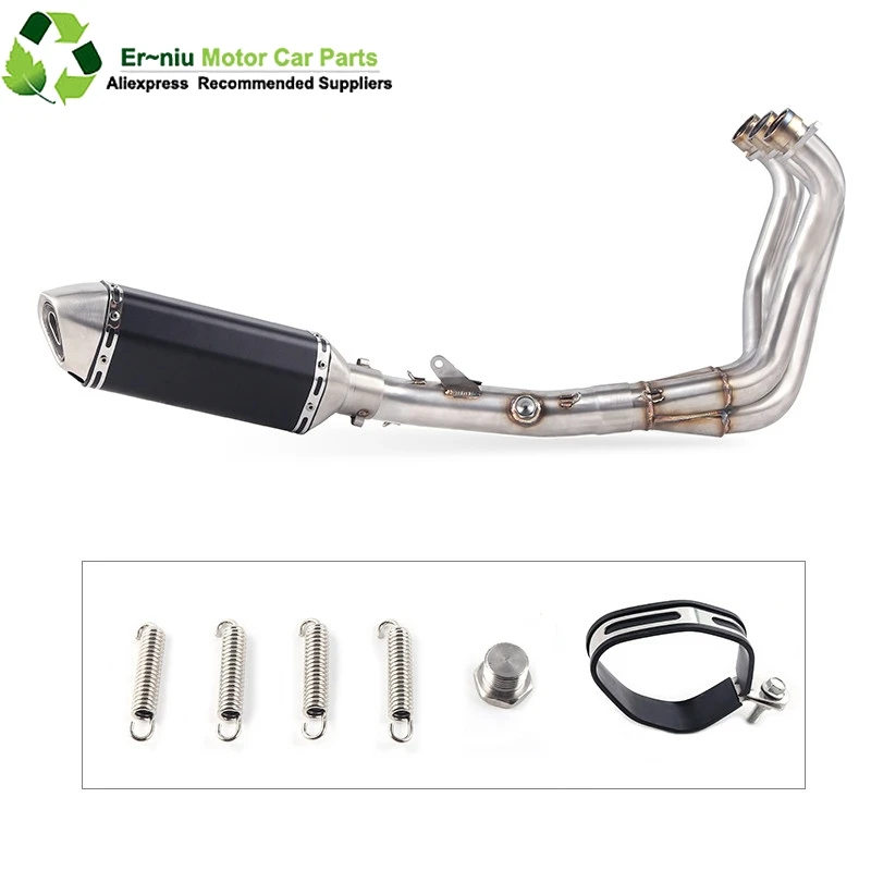 Motorcycle Full System Carbon Fiber Escape Middle Pipe Exhaust Slip On For Yamaha FZ09 MT09 MT-09 FZ-09 Tracer 900 2014 To 2020