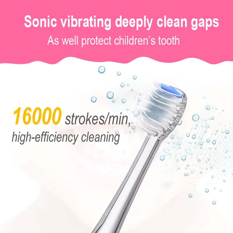 SEAGO فرشاة الأسنان الكهربائية للطفل سونيك تهتز مقاوم للماء الملونة LED الإضاءة لينة شعيرات فرشاة أسنان الطفل الأسنان العناية بالفم