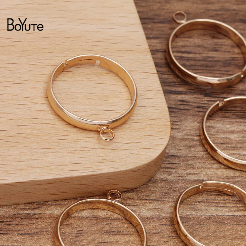 BoYuTe (50 Pieces/Lot) 5 Colors Inner 18MM Diameter Adjustable Ring Base Settings with One Loop Diy Jewelry Accessories Parts image 5