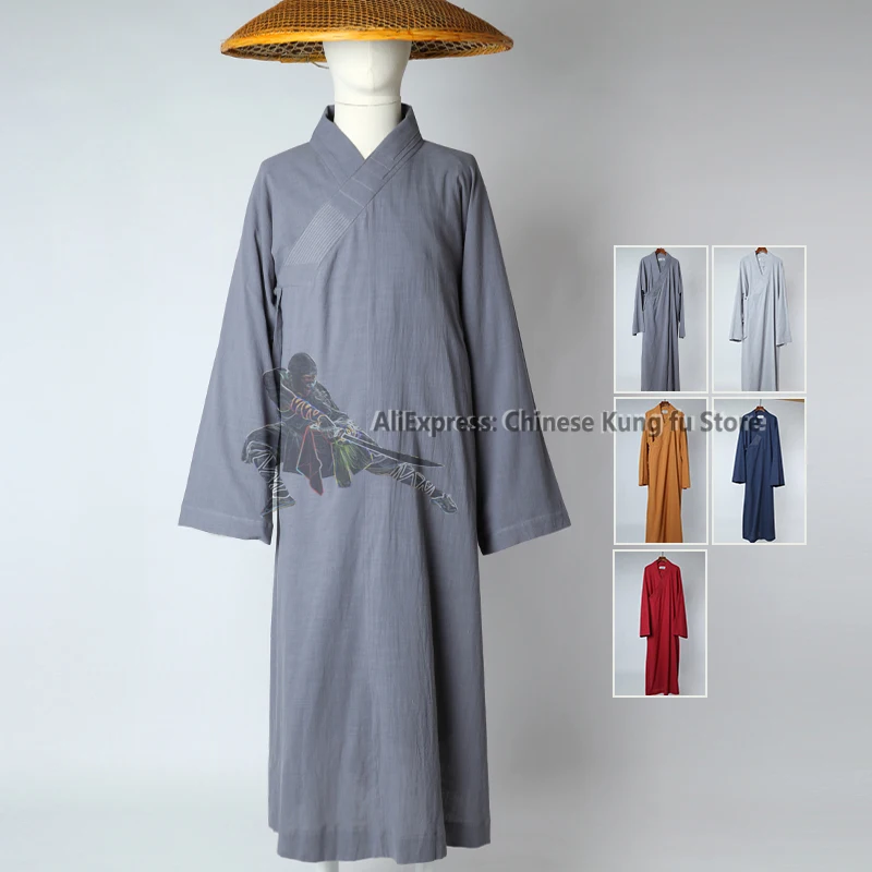 

Soft Cotton Linen Buddhist Monk Robe Shaolin Kung fu Suit Martial arts Tai Chi Wing Chun Uniforms Meditation Dress