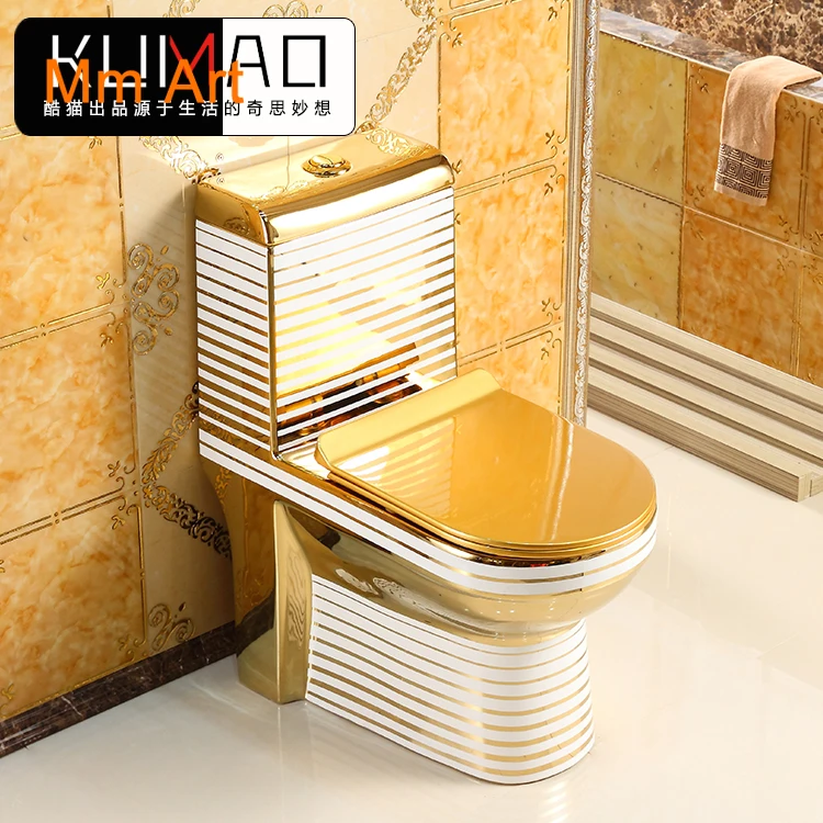 

European Style Artistic Golden One Piece Closestool Gravity Fluishing Washdown Toilet