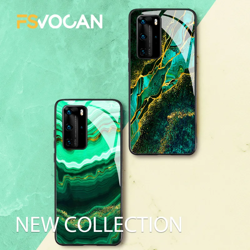 

Green Luxury Marble Design For Huawei P30 P40 Lite E Pro P20 Honor 50 10X 10 10i Mate 20 30 Plus 8X 9X Nova 5T Phone Case Fundas