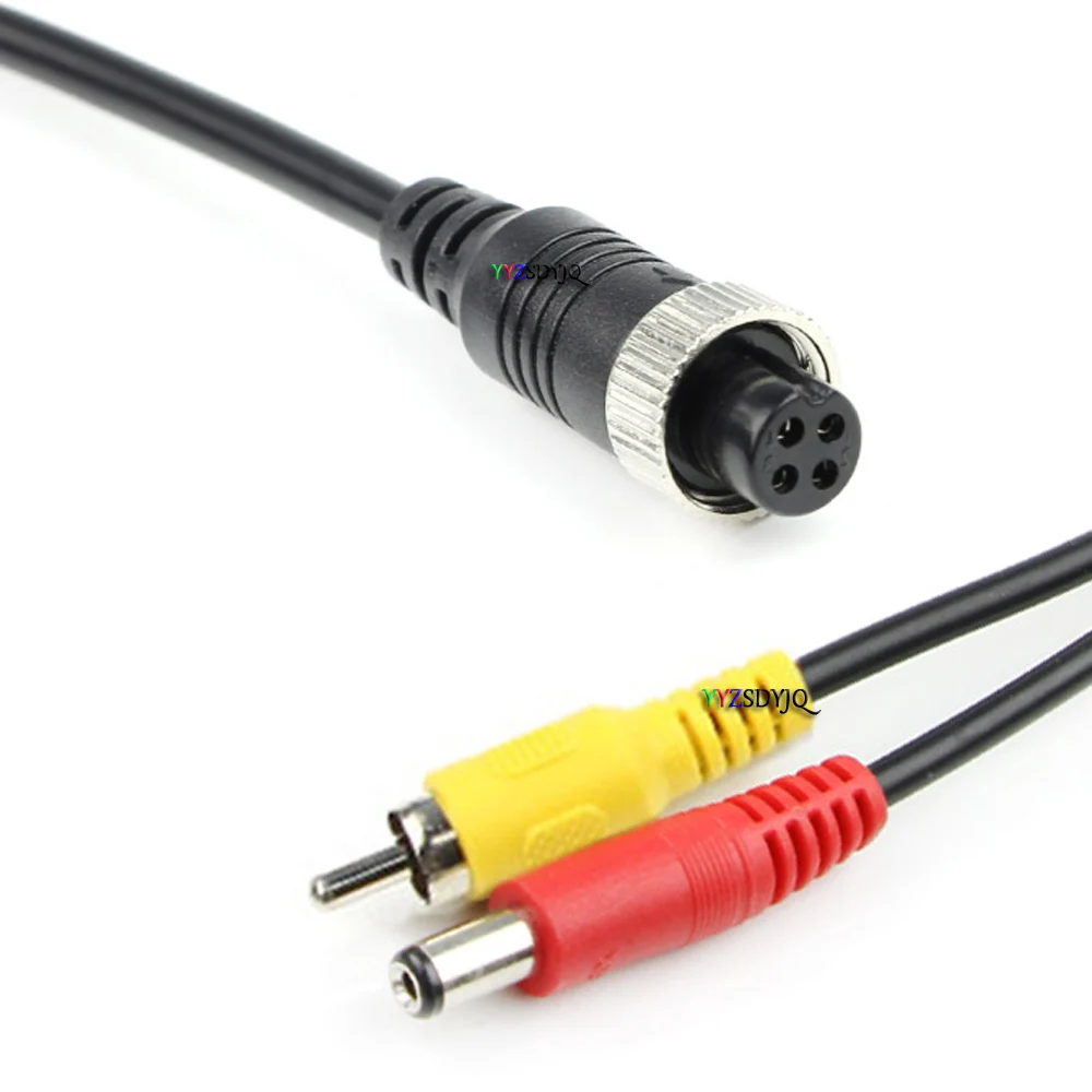 4-Pin Aviation Male to RCA & DC Jack Female CCTV Vehicle Camera Adapter Cable