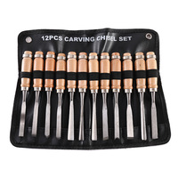 Free Shipping 12Pcs/set Manual Wood Carving Hand Chisel Tool For Professional/ Beginners Carpenters Woodworking DIY Hand Tools