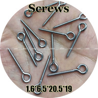 1.6*6.5*20.5*19 / 100pcs Screws, Stainless Steel, Closed Eye, Plug Hardware, Jerk Baits, Lure Making, Fishing