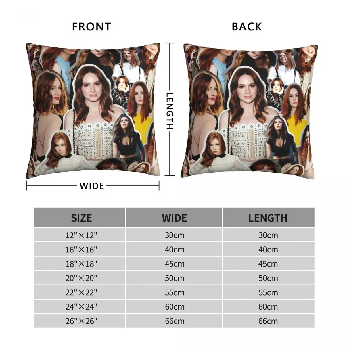 Karen Gillan Square Pillowcase Polyester Linen Velvet Creative Zip Decor Pillow Case Home Cushion Cover