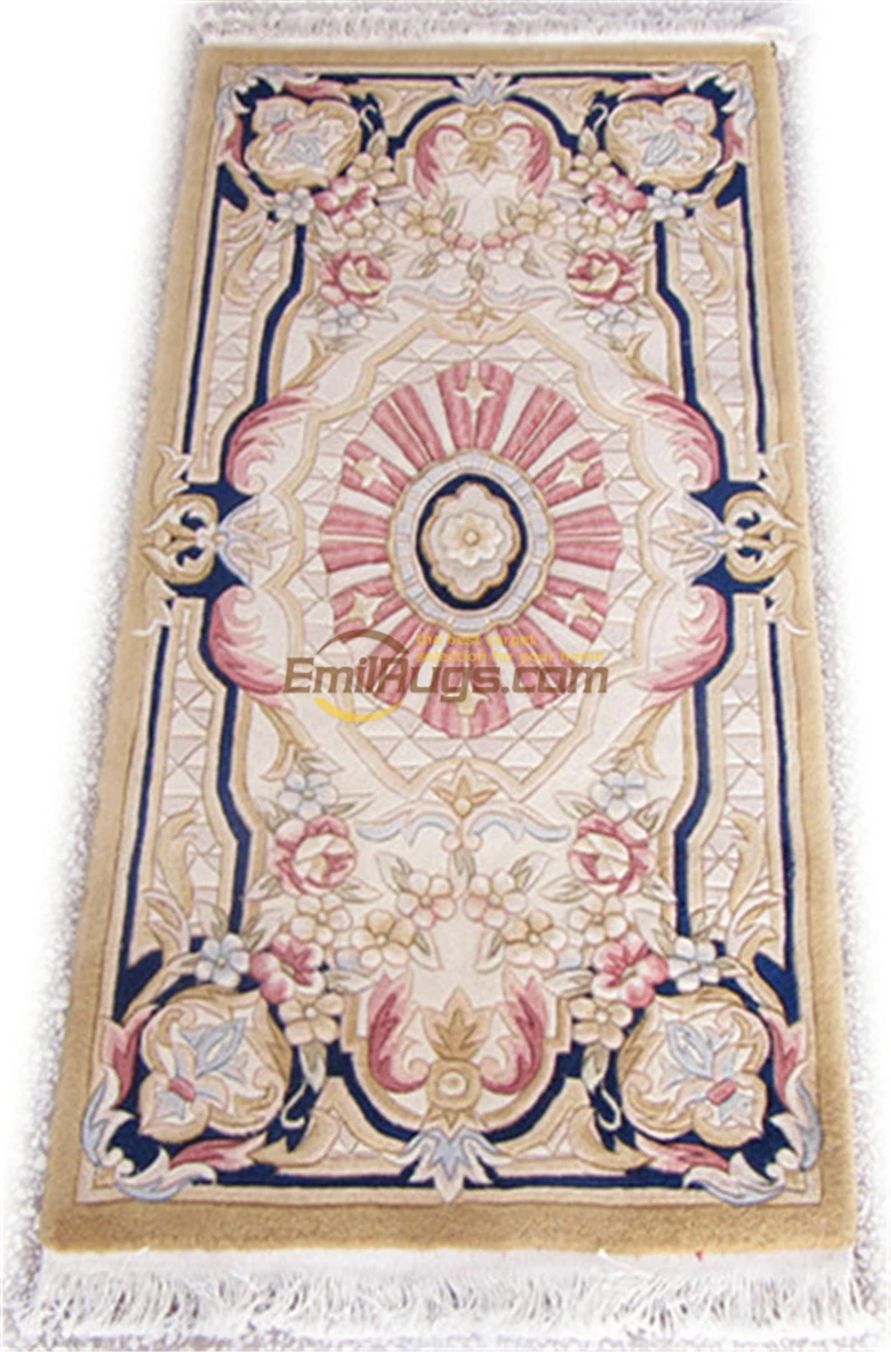 French Savonnerie Hand Knotted Wool Pile Oriental Rug Folk Carpet Wool Knitting Carpets Antique Runner Rugs