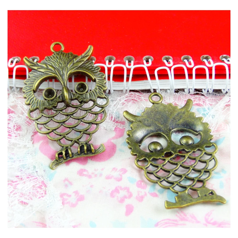 

6pcs Antique Bronze Plated Zinc Alloy Metal owl Charms Pendants Diy Jewelry Findings Accessories 58*28MM