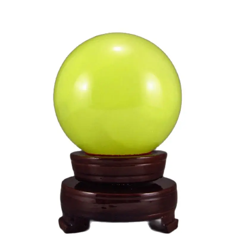 Natural Iceland Fluorite Pearl Stone Yellow Luminous Ball Of Light Decoration Zhaocai Feng Shui Ball