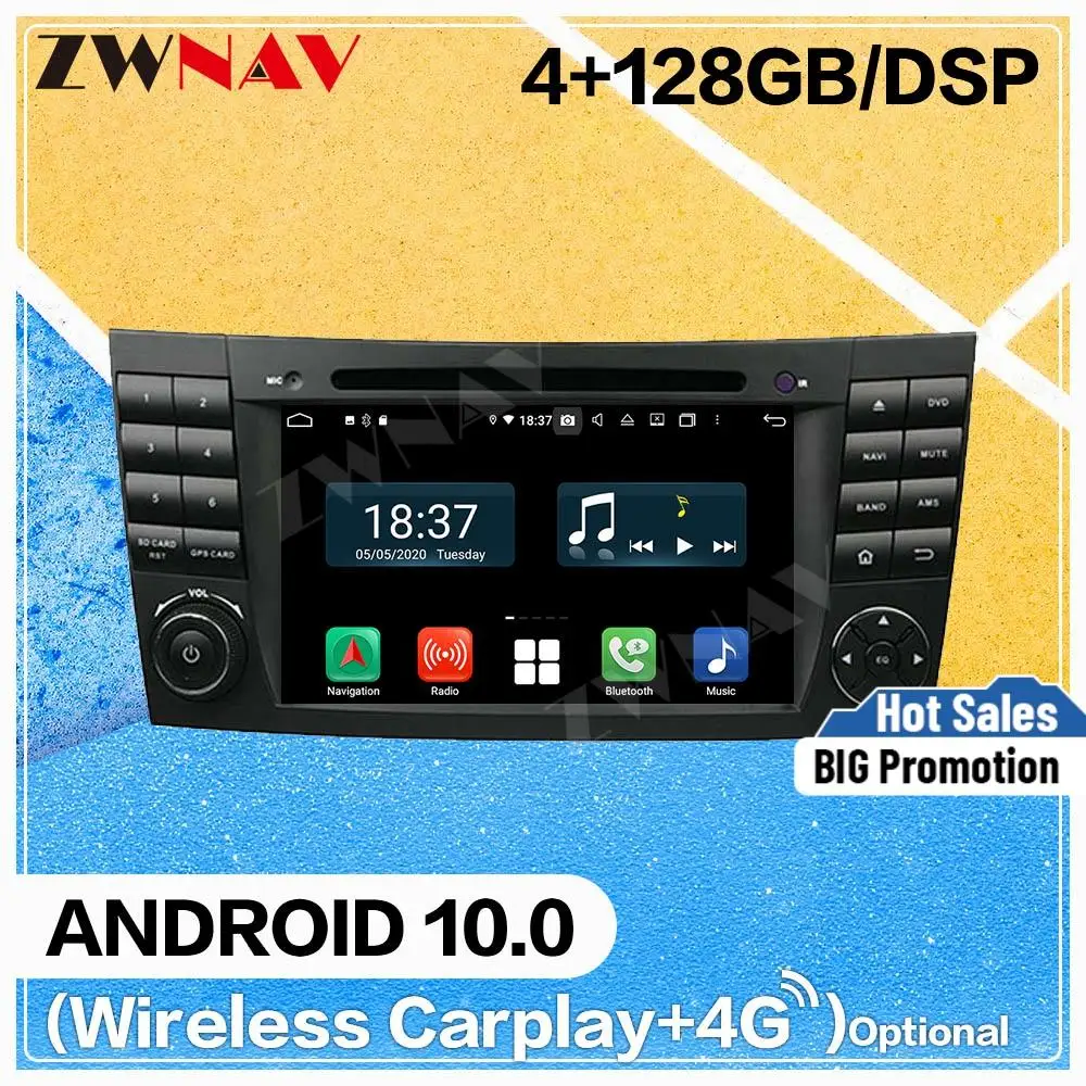 128G Carplay Android 10 Screen Car Multimedia DVD Player For BENZ W211 GPS Navi Auto Radio Audio Music Stereo Receiver Head Unit