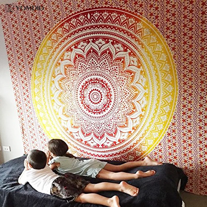 Indian Mandala Tapijt Muur Opknoping Multifunctionele Tapestry Boho Gedrukt Sprei Cover Yoga Mat Deken Picknick Doek