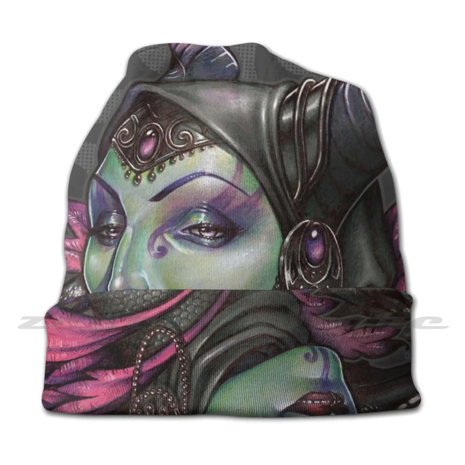 Mistress Of Evil Adult Kids Knit Hat Hedging Cap Outdoor Sports Breathable Malefica Sleeping Beauty Witch Tattoo Crow