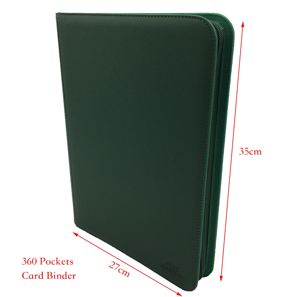 360 Pockets Side Loading Trading Card Binder - Zip Binder Album - 9 Pocket TCG Collector Folder: Green Color