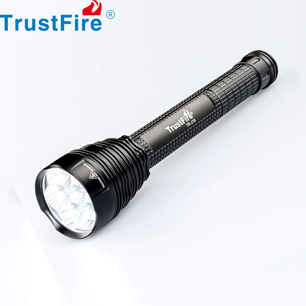 TrustFire-linterna LED J18 18650, resistente al agua, superbrillante, 8000 lúmenes, 5 modos de luz, antorcha táctica grande