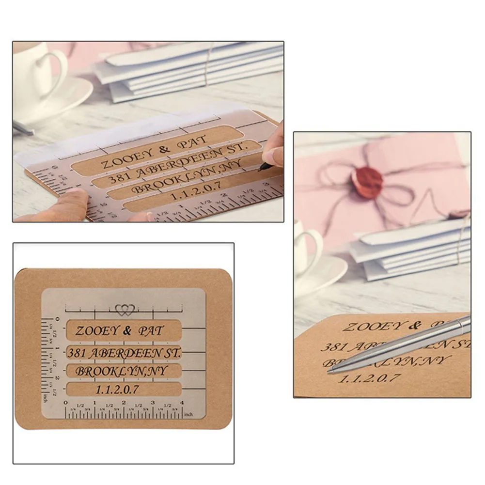 4Pcs Addressing Guide Letter Stencil Set Greeting Card Multi-use Notebook Templates Rulers Envelope Diary Craft Invitation