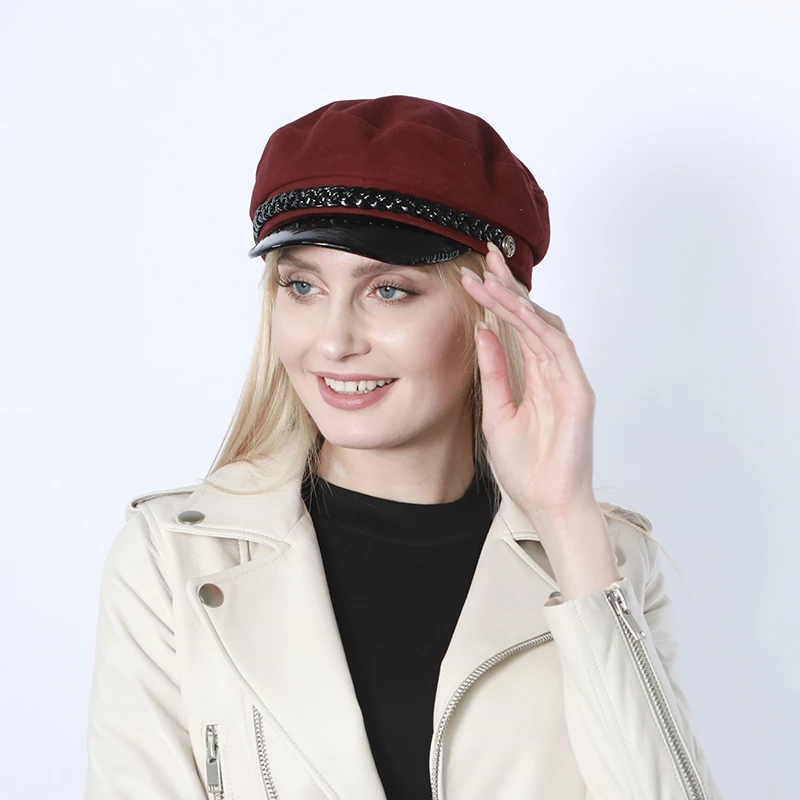 Women's Hat Flat Cap Military Cap Spring Autumn Linen Octagonal Cap Solid Color Flat Top Military Hats Young Student Hat Female