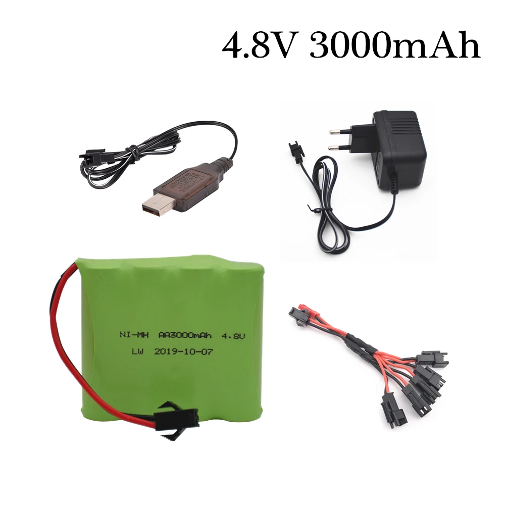 4.8v 3000mah NiMH Battery with Charger For Rc toys Cars Tanks Robots Boats Guns Ni-MH AA 4.8v Rechargeable Battery Pack