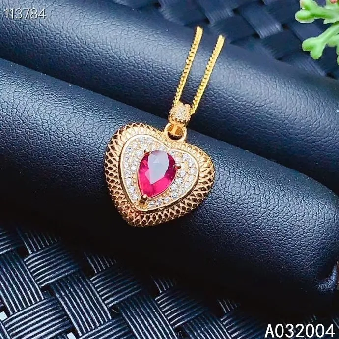 

KJJEAXCMY Fine Jewelry 925 Sterling Silver Inlaid Natural Gemstone Ruby Female Miss Pendant Necklace Popular Support Test