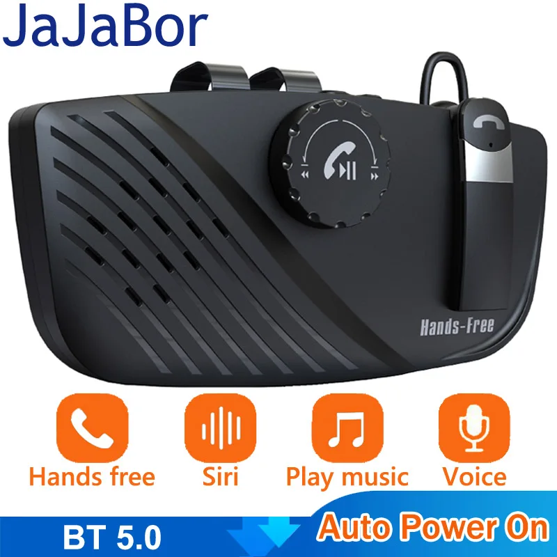 

JaJaBor Wireless Handsfree Car Kit Headset SiRi Voice Assistant Bluetooth-compatible 5.0 Speakerphone Audio Receiver MP3 Player