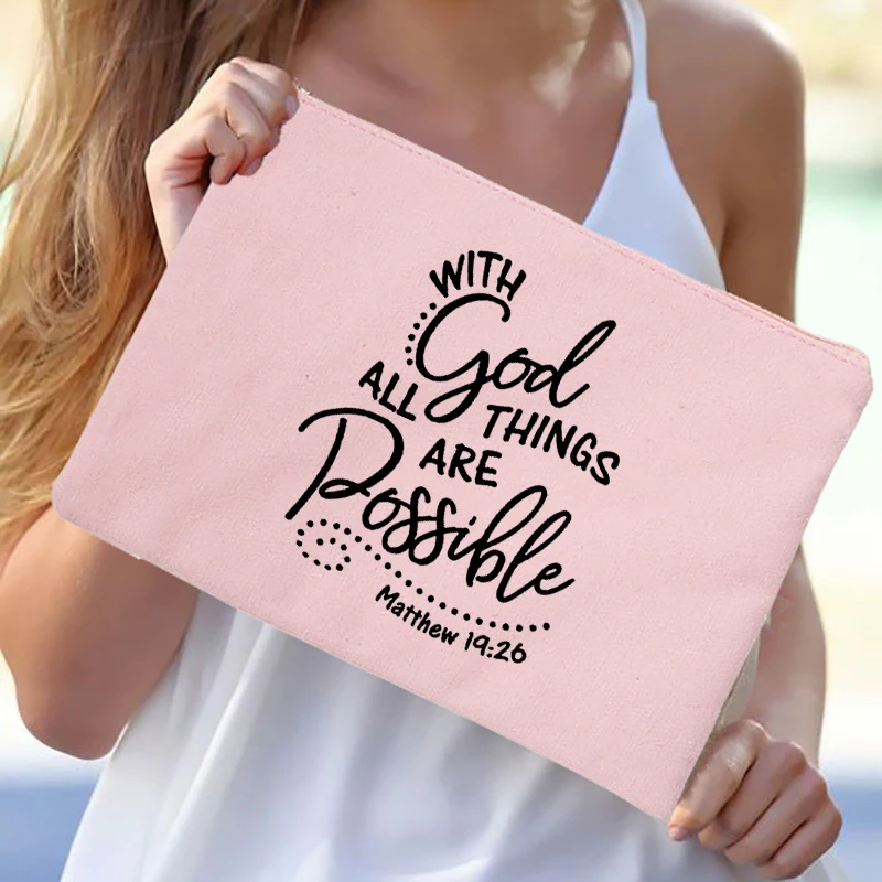 Jesus Faith Christian Women Outdoor Storage Bags Toiletry Organizer Cosmetic Pouch Portable Female Travel Makeup Case Pencil Bag