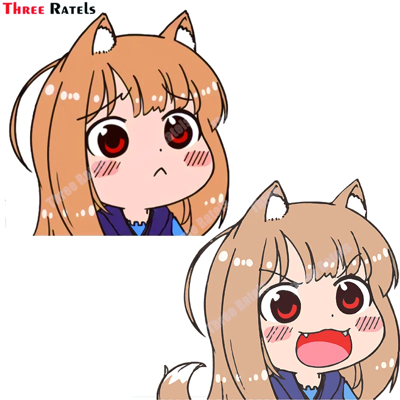 Three Ratels Spice And Wolf Anime Chibi Big Head Cartoon Decals For Car Cover Personalized Creative Scratch Stickers