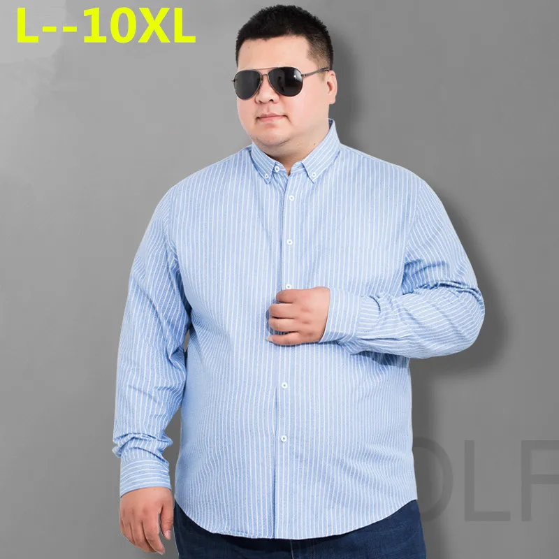 

Large Size 10XL 8XL Plus 7XL 6XL 5XL Mens Business Casual Long Sleeved Shirt Classic Striped Male Social Dress Shirts