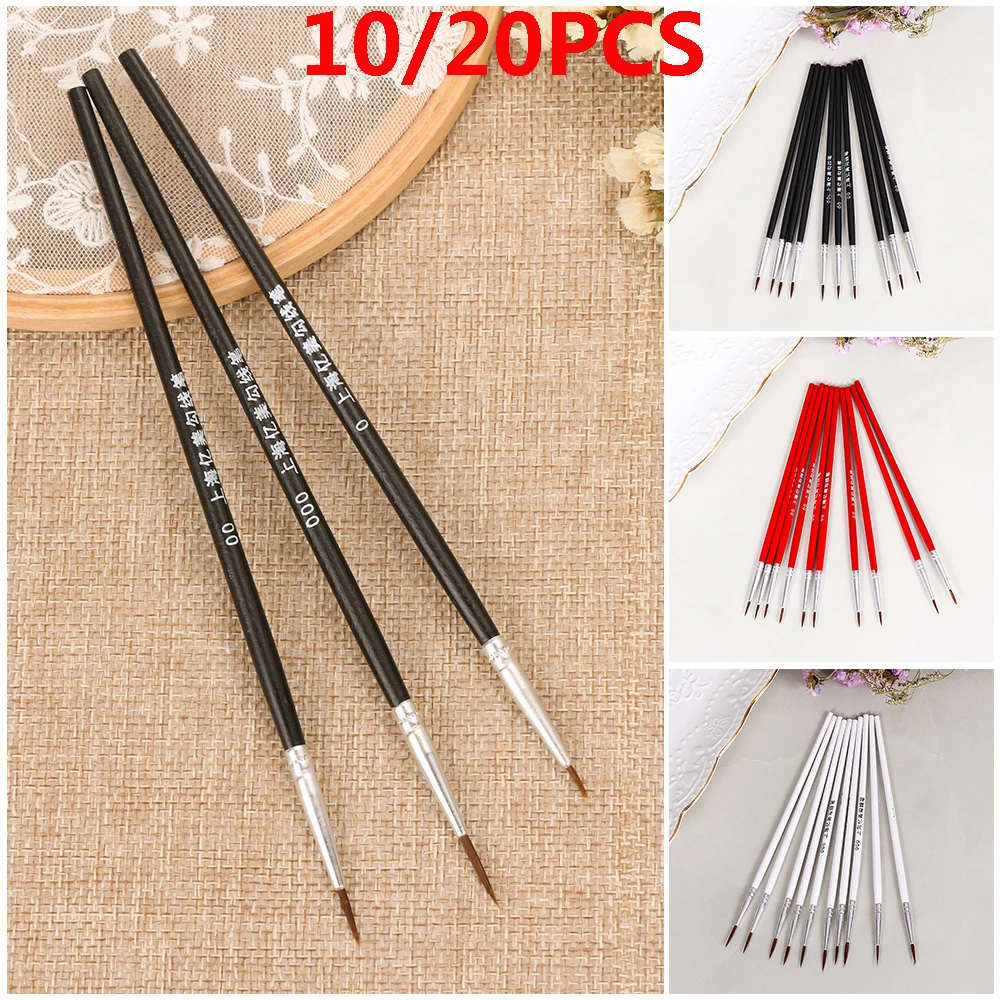 10/20pcs Fine Acrylic Hand Painted Drawing Hook Line Pen Painting Brush Paint