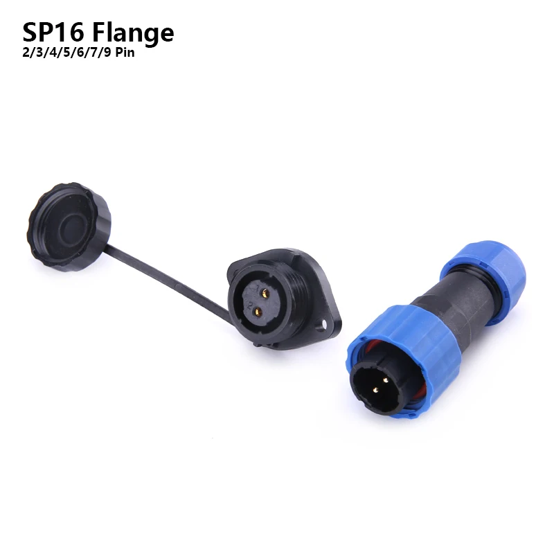 SP16 IP68 Waterproof Connector Plug and Socket 2 3 4 5 7 9PIN Connectors with 2 Hole Flange Type Plug DIY YOU Top Quality