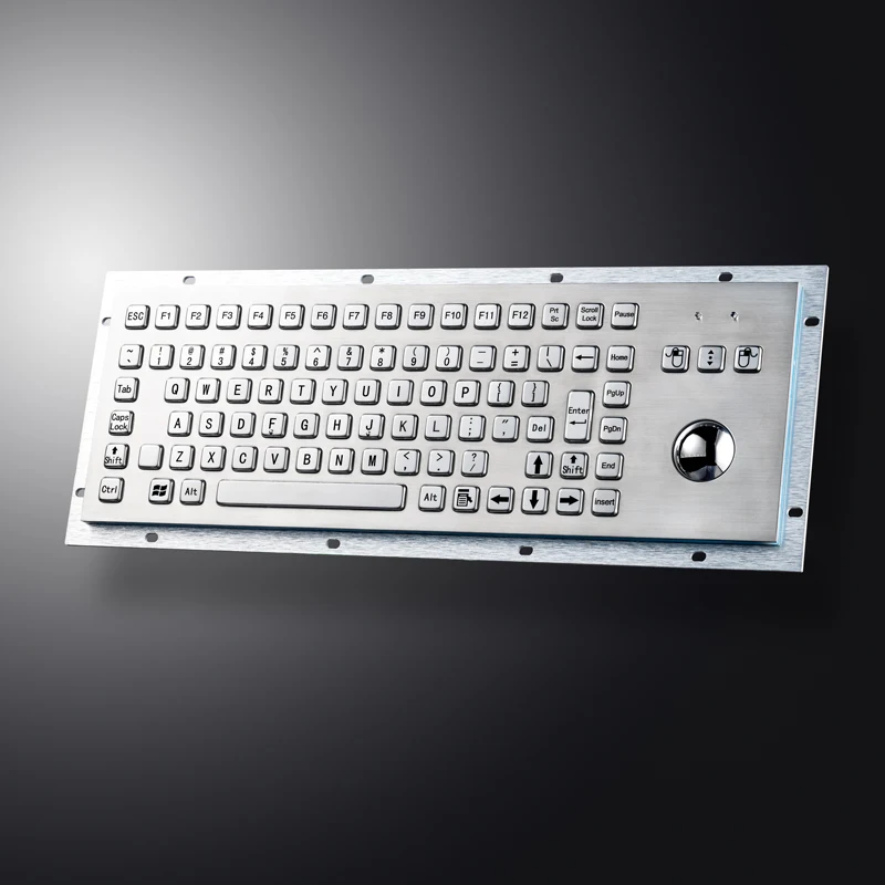 IP65 Metal Industrial Keyboards With Trackball Stainless Steel USB Rugged Keyboard For Self Service Kiosk