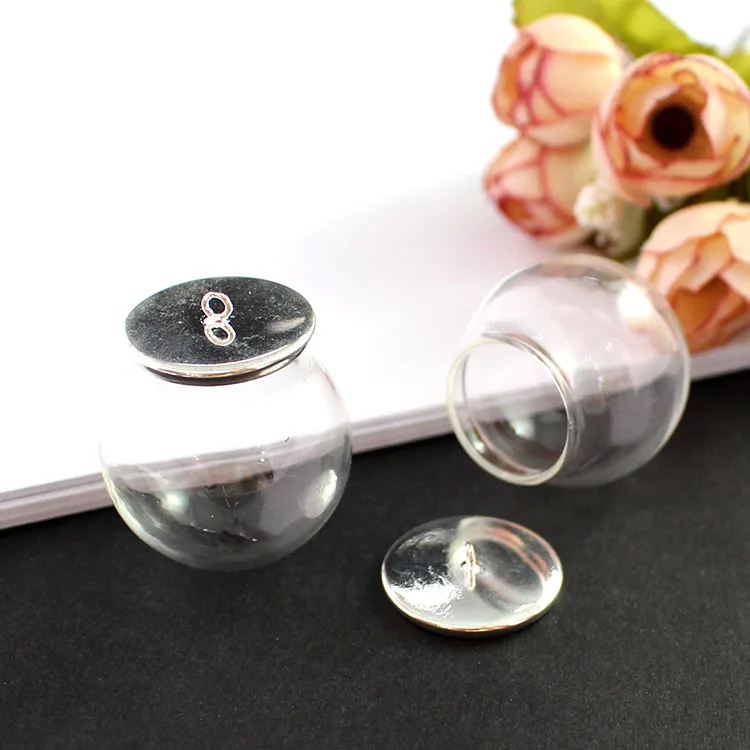 6PCS 30MM 20MM Ball Glass Globe Necklace Pendants With Simple Cap  Empty Hollow Glass Vials pendant Diy Finding