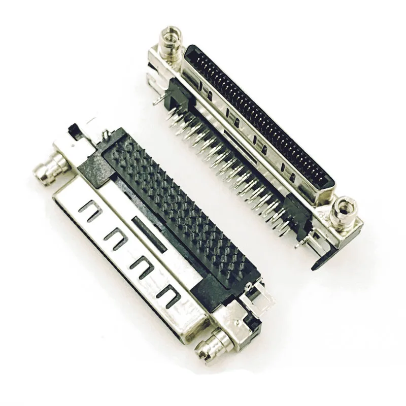 VHDCI68 SCSI VHDCI68 VHDCI 68P V68 V.68 Single-layer Female Adapter 90 Degree Plug-in VHDCI 68P Female Connector 2pcs