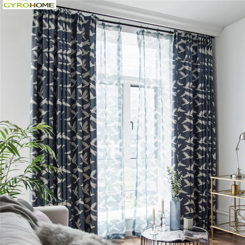 【Free Custom】GYC2300（Buy Height Fixed Width）European Style Modern Peace Pigeon Curtains Home Decoration Bedroom Window  Drapes