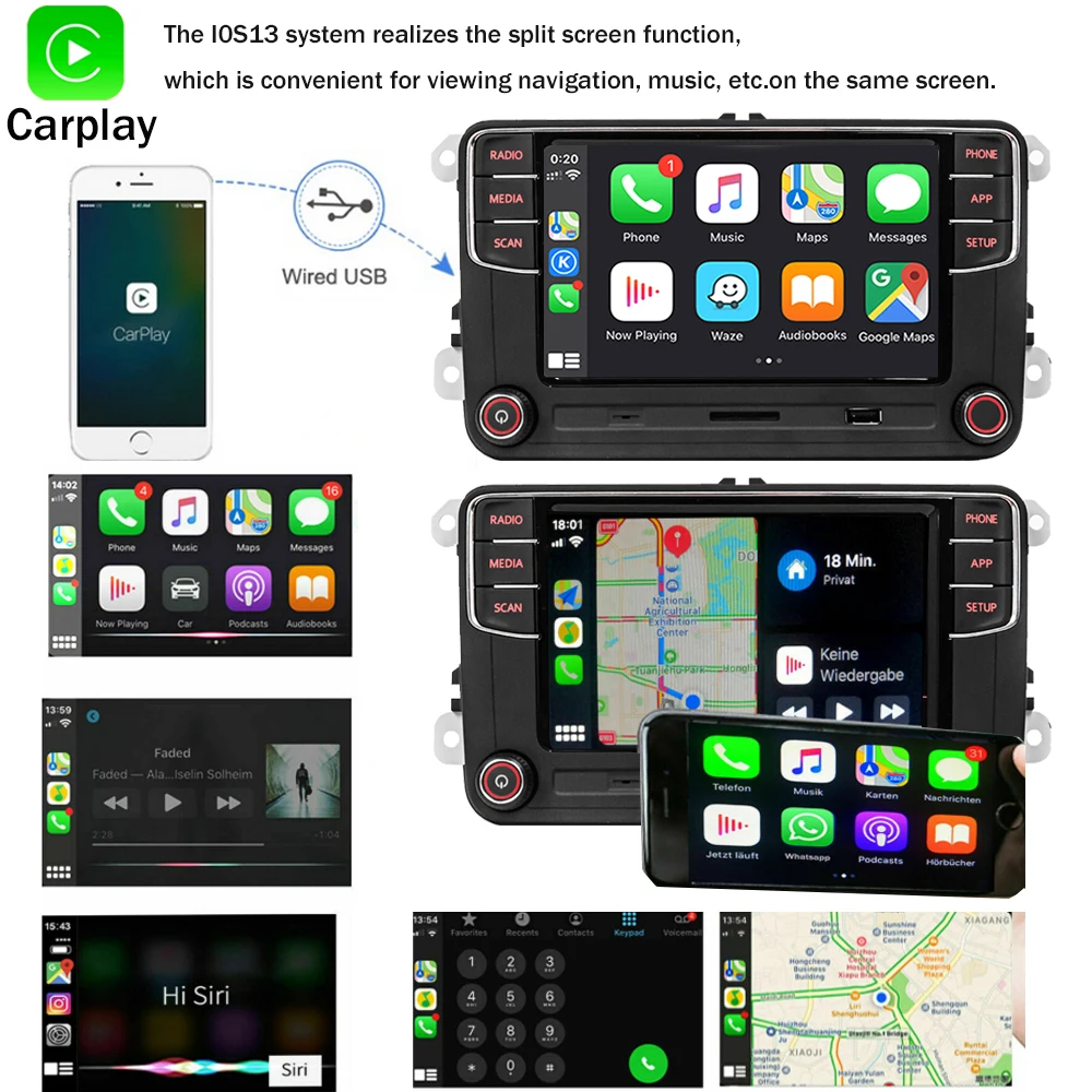 SCUMAXCON Car Stereo Radio RCD330 360 PRO2  Android Auto Carplay BT SD USB For VW Golf Caddy Tiguan Touran Jetta CC Eos Passat