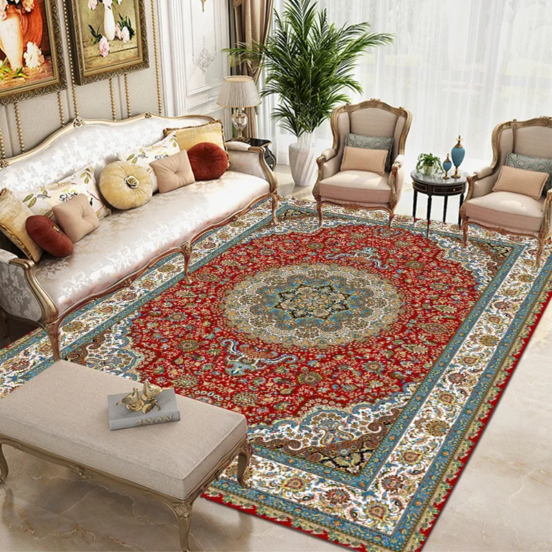 Retro Persian Carpet For Living Room Non-slip American Carpet Bedroom Decor Parlor Anti-skid Retro Mat Study Office Large Carpet