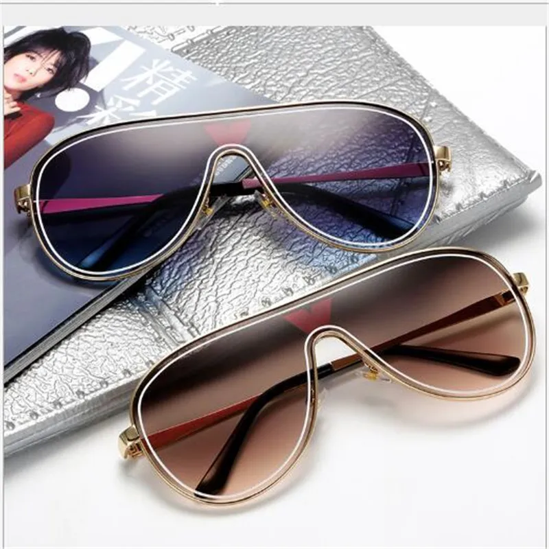 KAPELUS  Sunglasses on metal frames One-piece big face sunglasses New casual sunglasses uv400