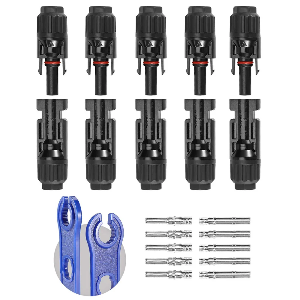 태양광 케이블 연결 방수 PV 커넥터, DIY 태양광 패널 충전기, 스피닝 도구 무료, 5 쌍