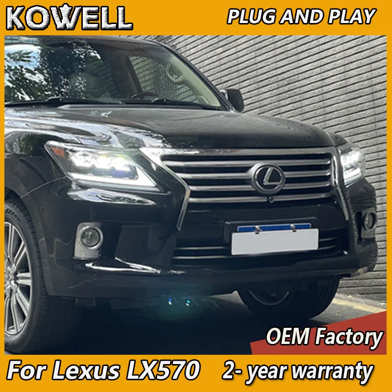 اكسسوارات السيارات للمصابيح الأمامية لكزس LX570 2007-2015 LX رئيس ضوء DRL بدوره إشارة منخفضة عالية شعاع العارض عدسة #5