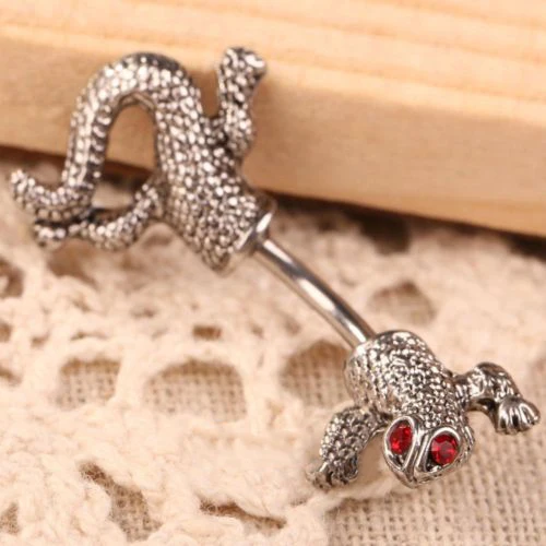 Women Punk Cool Lifelike Red Eye Lizard Design Belly Button Navel Ring Jewelry Sexy Women Belly Ring Fashion Punk Piercing Jewel